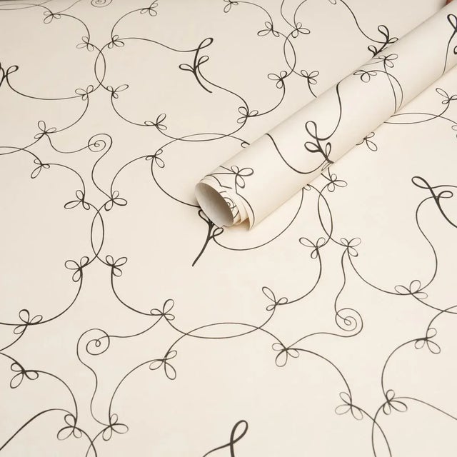 Schumacher Schumacher X Backdrop Broderie Wallpaper In Black & Ivory For Sale - Image 4 of 4