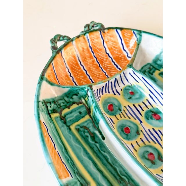 1950s Italian Majolica Divided Serving Platter by Tito Corti For Sale - Image 10 of 11