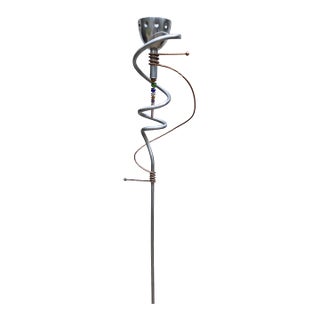 1990s Post-Modern Memphis Style Torchier Floor Lamp Sculptural Design Copper Aluminum For Sale