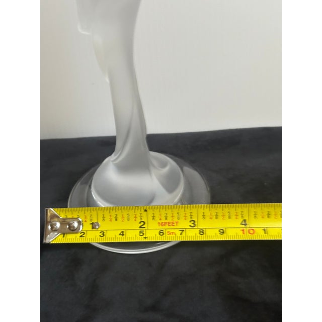 Glass Pair of Frosted Crystal Snow Kissing Doves Candlesticks Sign Igor Carl Faberge for the House of Faberge Made in France For Sale - Image 7 of 18