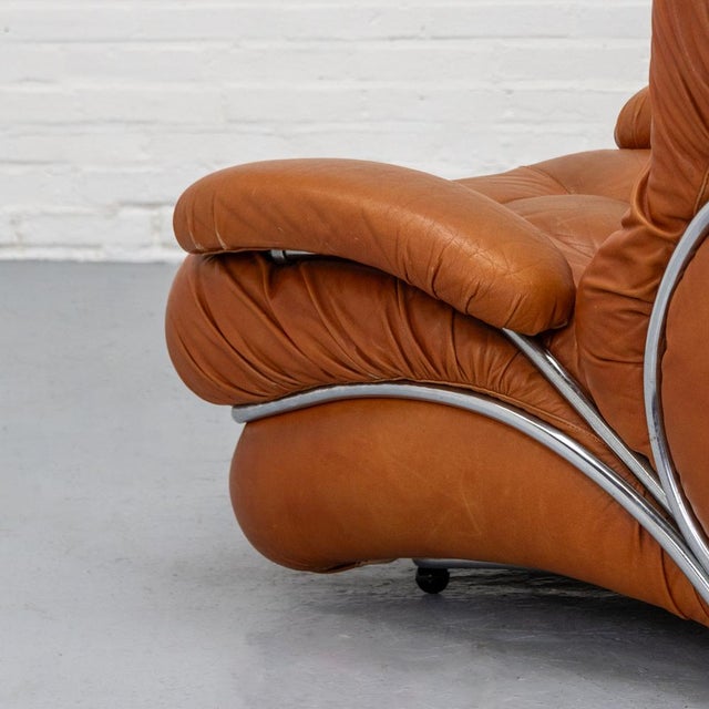 Corolla Lounge Chair in Cognac Leather by I.P.E., 1970s For Sale - Image 6 of 18
