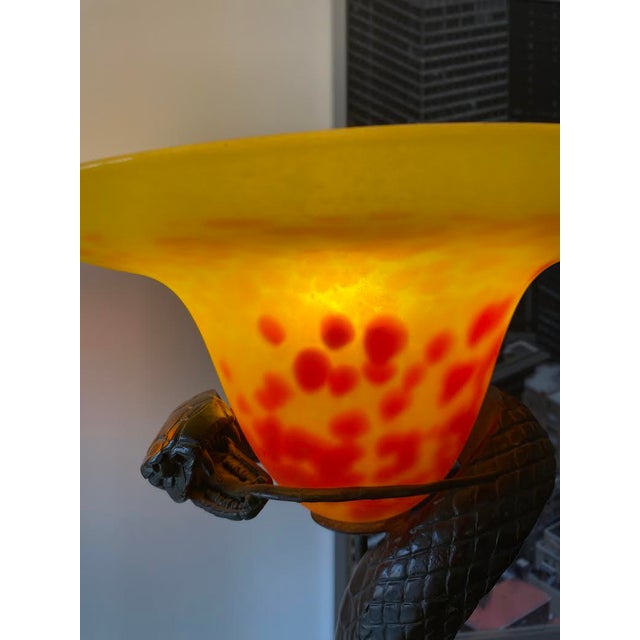 Edgar Brandt Style Snake Lamps - a Pair For Sale - Image 4 of 4