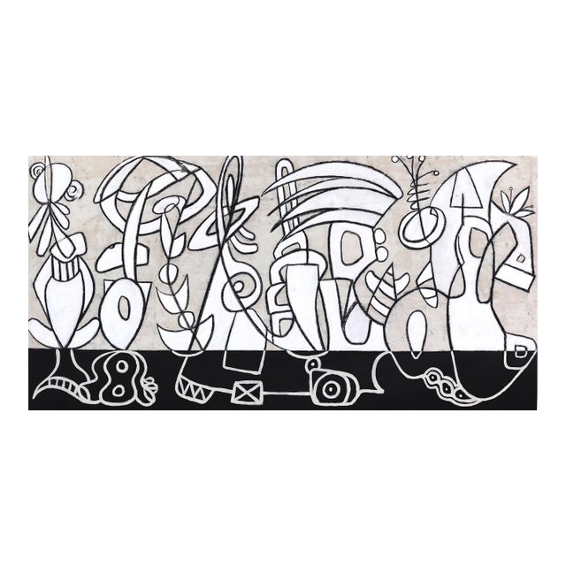 The Long Game - Abstract Organic Shape Black & White Original Artwork by Rue Bootay For Sale