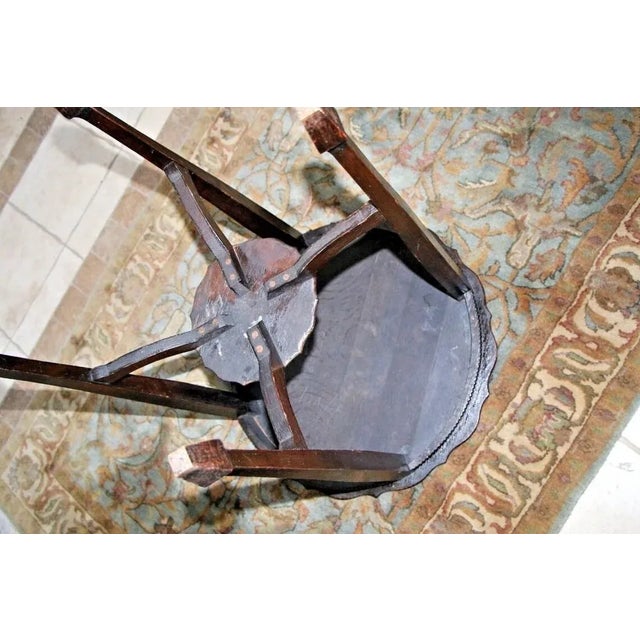 Brown Antique Mahogany Round Parlour Lamp Table Two Tier Large Plant Stand For Sale - Image 8 of 8