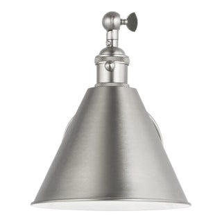 Chapman & Myers By Visual Comfort Studio Salem Single Arm 1-Light Sconce in Brushed Nickel For Sale