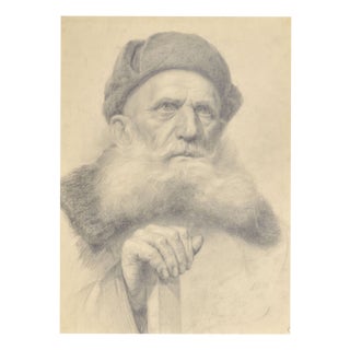 Albert Goltjakov, Man with a Winter Hat, 1953, Pencil on Paper For Sale