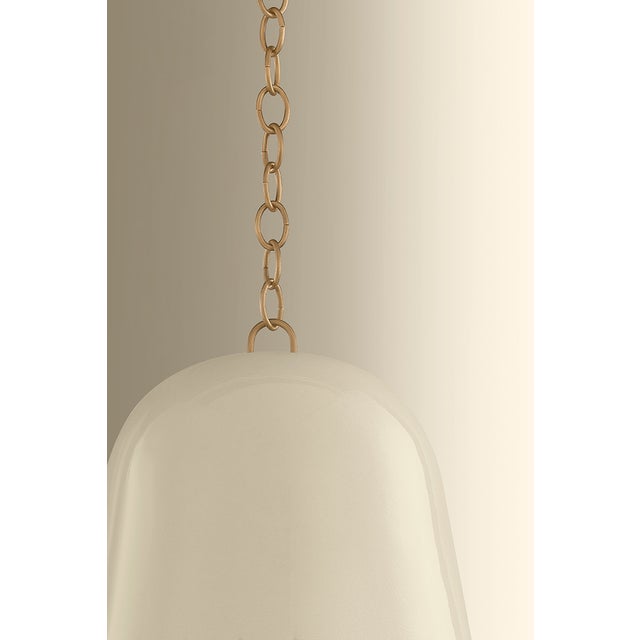 Hudson Valley Lighting Hudson Valley Lighting Omi 15 in. 1 Light Pendant in Patina Brass and Ceramic Ivory Crackle Finish For Sale - Image 4 of 7