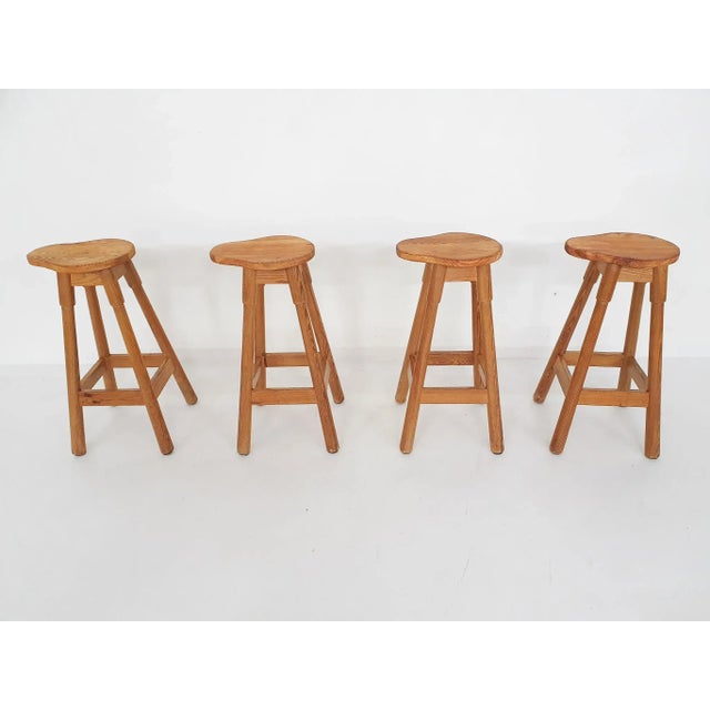 Scandinavian Modern Pinewood Bar Stools, 1970s, Set of 4 For Sale - Image 6 of 13