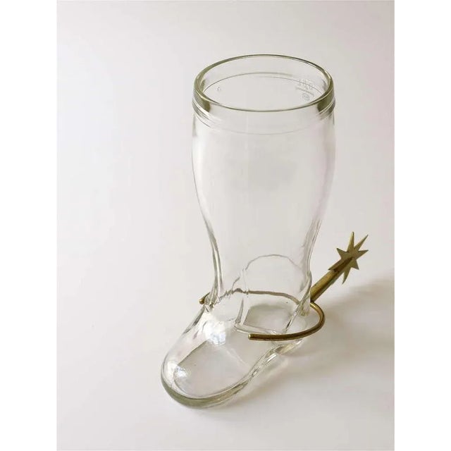 Carl Auböck Austrian Boot Drinking Pitcher in Glass with Brass Spur by Carl Auböck, 1950s For Sale - Image 4 of 8