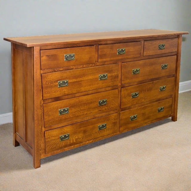 Brown Mission 9 Drawer Dresser - Michael's Cherry For Sale - Image 8 of 8
