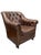 Restoration Hardware Distressed Leather Club Chairs, Pair – Tufted English Library Lounge Chairs With Rolled Arms & Brass Casters For Sale - Image 10 of 18