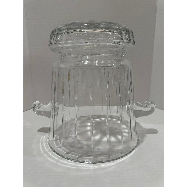 Mid 20th Century Signed Large Crystal Double Handle Ice Bucket With Scroll Handles For Sale - Image 11 of 11