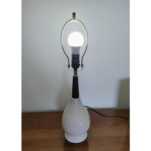 Cream Vintage Groovy Flower Power Lamp For Sale - Image 8 of 9