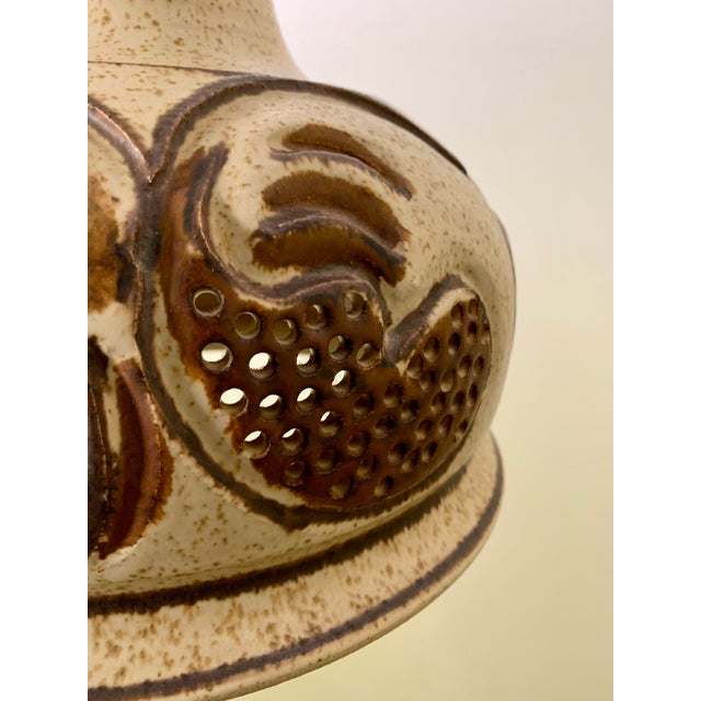 Ceramic Vintage Danish Ceramic Pendant Lamp, Rustic Mid-Century Design With Perforated Pattern For Sale - Image 7 of 16