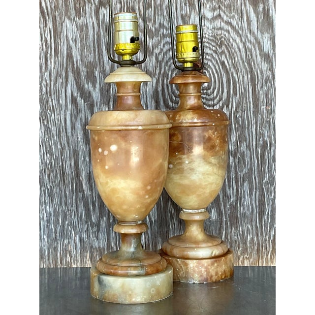 Vintage Boho Alabaster Urn Lamps - a Pair For Sale In West Palm - Image 6 of 8