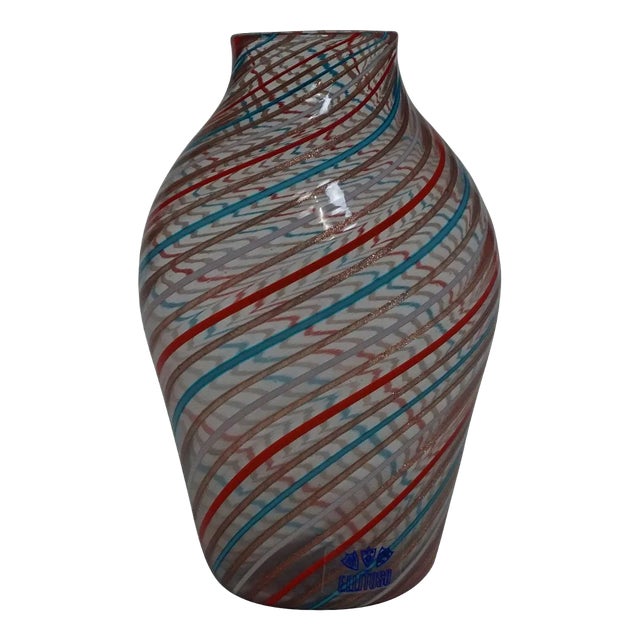 Italian Multicolored Canne Vase from Fratelli Toso, 1965 For Sale