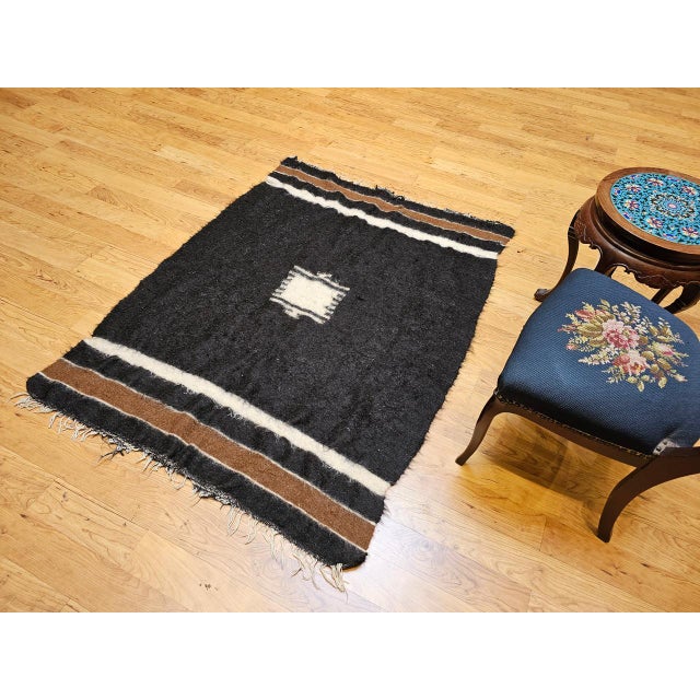 Turkish Vintage Turkish Tulu Tribal Area Rug, Handwoven, Shag Wool Pile, 4' x 5' For Sale - Image 3 of 16