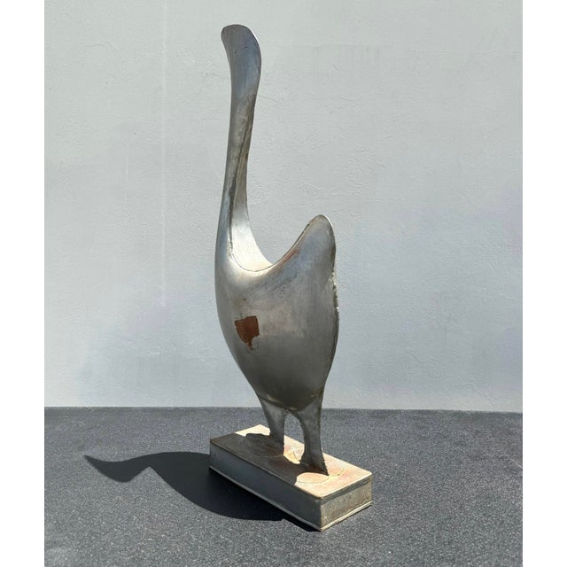 Vintage Abstract Handmade Aluminum Sculpture of Duck For Sale In West Palm - Image 6 of 7