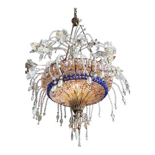 Antique 19thc French Maison Bagues Crystal Beaded "Floral Fireworks" Chandelier For Sale