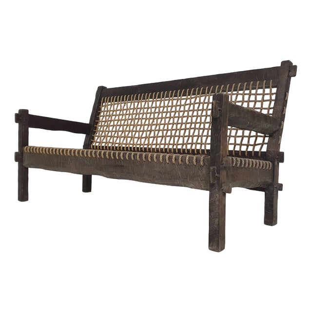 Dutch Oak and Rope Sofa, 1960s For Sale