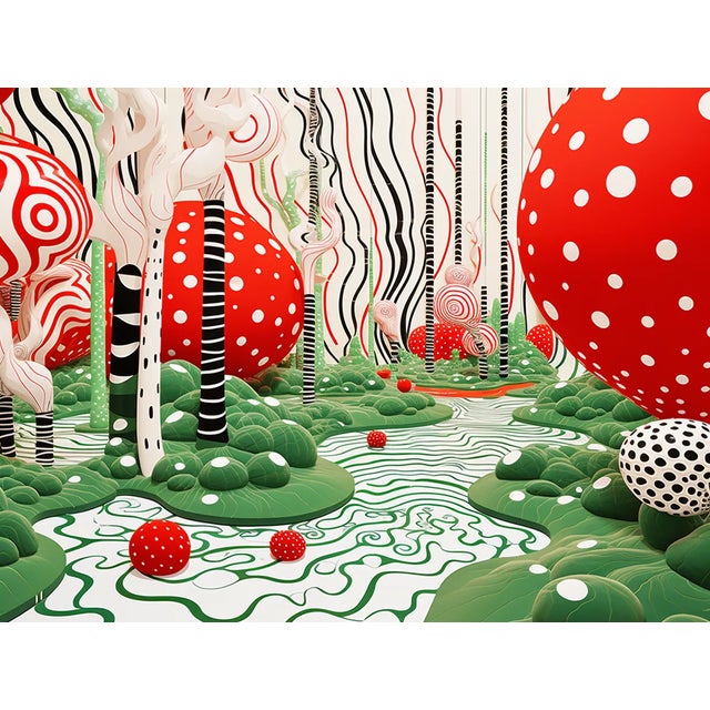 Contemporary 30' X 24' 'Fantasy Garden' in the Style of Yayoi Kusama - Framed Limited Edition Fine Art Print For Sale - Image 3 of 7