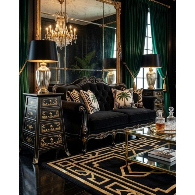 Black and Gold 4 Drawer Pyramid Graduated Dorothy Draper Style Hollywood Regency Side Tables- a Pair For Sale - Image 9 of 13