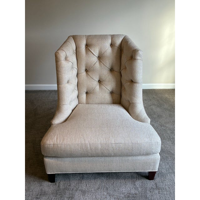 Late 20th Century Late 20th Century Baker Furniture Tufted Wing Chair With Matching Ottoman For Sale - Image 5 of 12