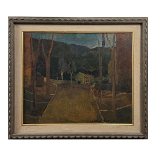 Enzo Roberti (1924-1990) - Expressionist Study of House in Dark Landscape, Signed (C. 1963, Oil on Canvas) For Sale
