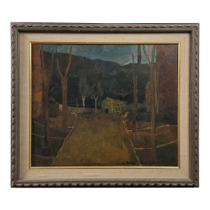 Enzo Roberti (1924-1990) - Expressionist Study of House in Dark Landscape, Signed (C. 1963, Oil on Canvas)