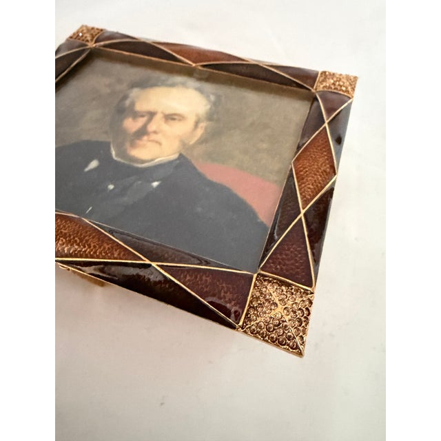 Metal Crystal & Enamel Rust Colored Jay Strongwater Frame For Sale - Image 7 of 10