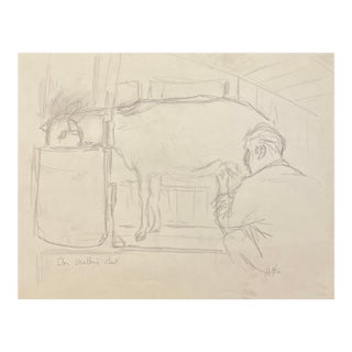 1960s Neil Meitzler Drawing of a Goat For Sale