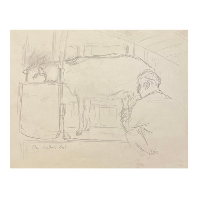 1960s Neil Meitzler Drawing of a Goat For Sale