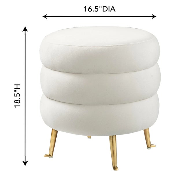 Ladder Cream Velvet Ottoman For Sale - Image 4 of 6