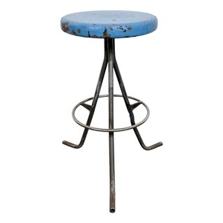 Industrial Grey Workshop Stool, 1960s For Sale