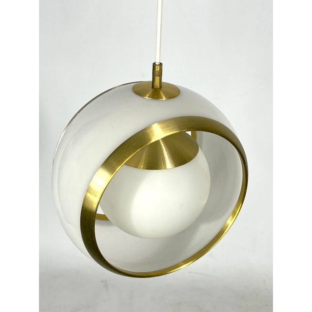 1960s Italian Pendant in Gilded Aluminum and Opaline from Stilux Milano, 1960s For Sale - Image 5 of 11