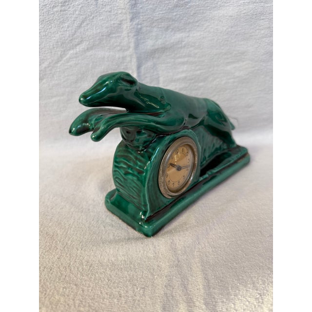 Art Deco Porcelain Greyhound Mantle Piece Original Clock For Sale In Los Angeles - Image 6 of 9