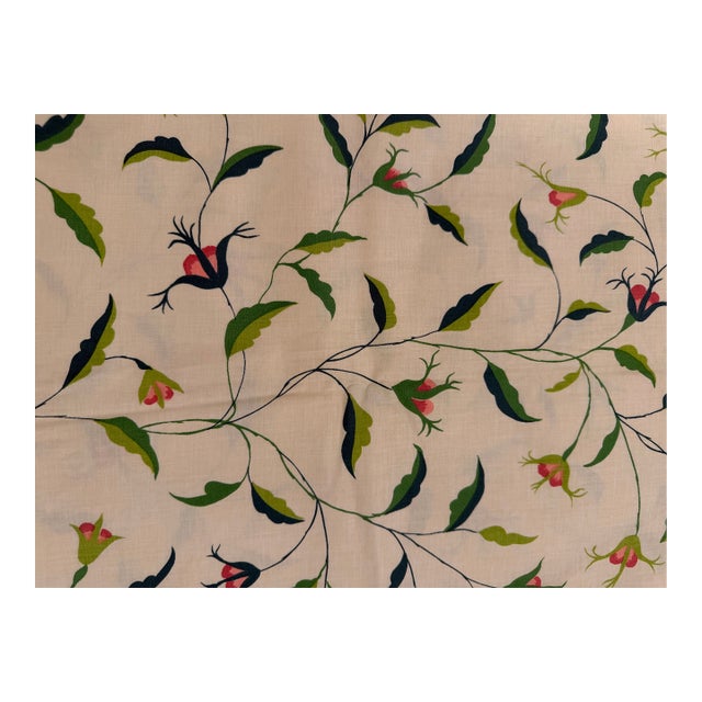 Vintage Schumacher "Tracery" Floral Screen Print Fabric, 2 Yards For Sale
