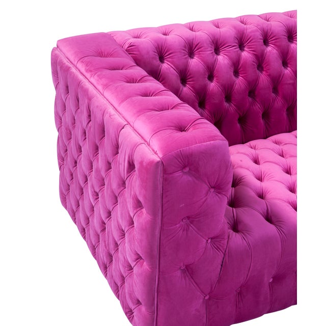 Textile Vicenza Velvet Tufted Sofa, Fuschia For Sale - Image 7 of 8