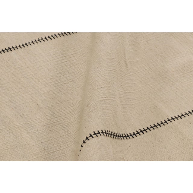 Textile Rug & Kilim’s Contemporary Kilim in Cream and Black Tones For Sale - Image 7 of 8