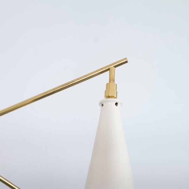 Metal Stilnovo style chandelier with conical shades For Sale - Image 7 of 13