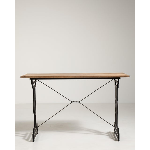 Cast Iron Bistro Table with Oak Top, Antique, France, 20th Century For Sale - Image 17 of 17