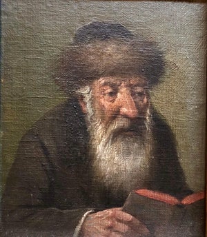 Rudolf Klinsbogl Klingsberg, Pre World War II Austrian Judaica Oil Painting Hasidic Rabbi Portrait