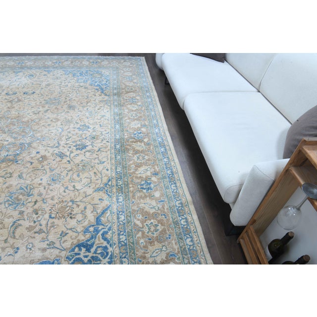 1970s Vintage Persian Handmade Wool Cotton Light Brown Area Rug For Sale - Image 4 of 11