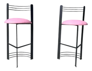 Vintage Barstools Counter Stools Wrought Iron Pink 1980s Postmodern Set