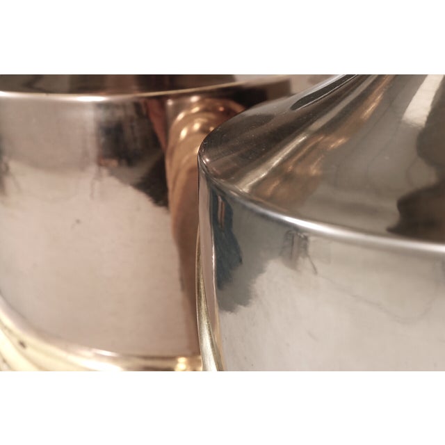 Metal Chrome & Brass Swag Table Lamps, a Pair For Sale - Image 7 of 8