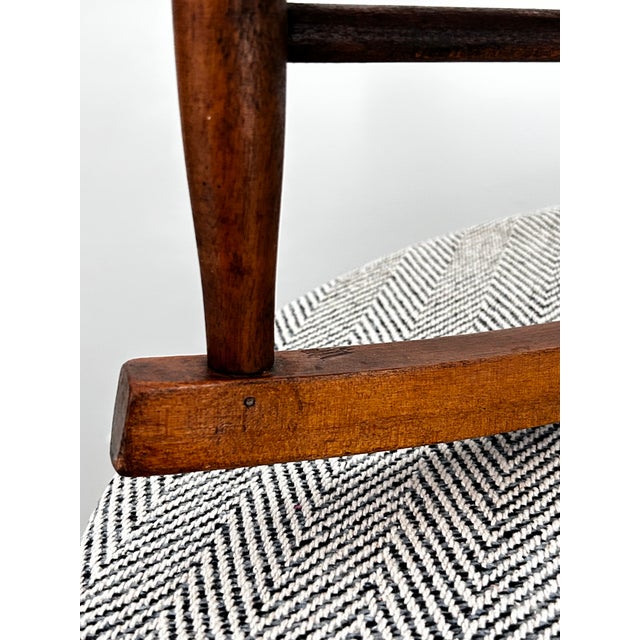 Vintage Solid Wood Child’s Rocking Chair With Woven Rush Seat Colonial Revival Style For Sale - Image 12 of 13