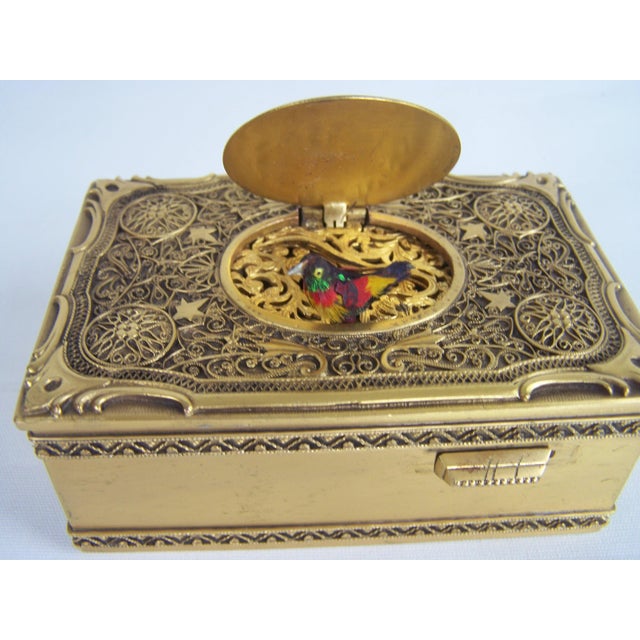 Filigree Singing Bird Box by K. Griesbaum, 1960s For Sale - Image 10 of 14
