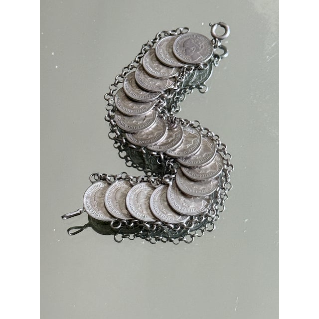 Vintage Mid Century Dutch 1941 10 Cent Coin Style Bracelet For Sale - Image 16 of 16