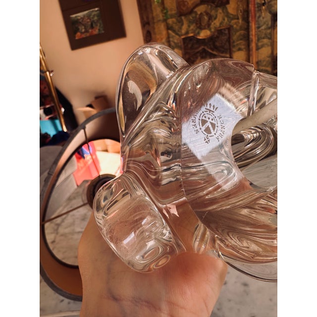 French Crystal Table Lamp with Sage Velvet Shade from Sevres, 1970s For Sale - Image 11 of 17