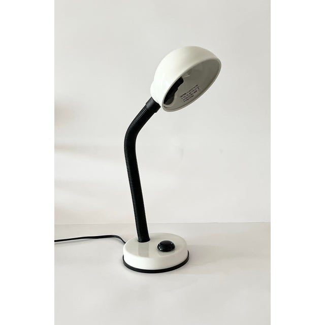Contemporary Vintage White Metal Gooseneck Desk Lamp For Sale - Image 3 of 5